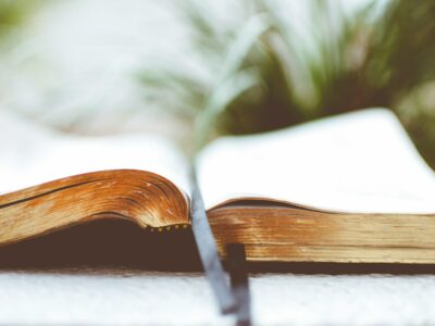 open book on white surface